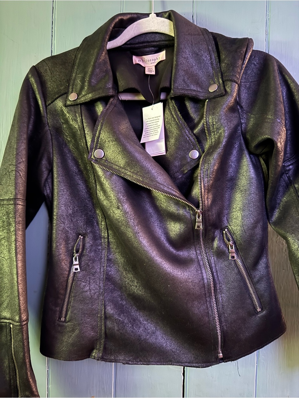 BNWT!!! Philosophy Black Faux Leather Moto Jacket - Size XS